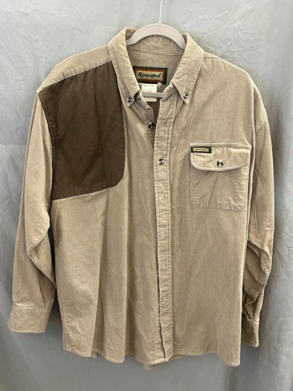 Vintage Remington Shooter Shirt Men's Large Corduroy Tan w/Brown